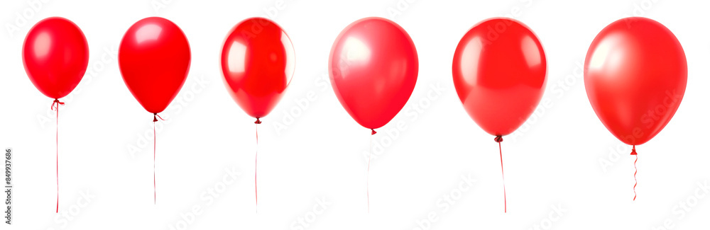 Red balloon png element set on transparent background Red balloon png element set on transparent background