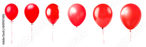 Red balloon png element set on transparent background