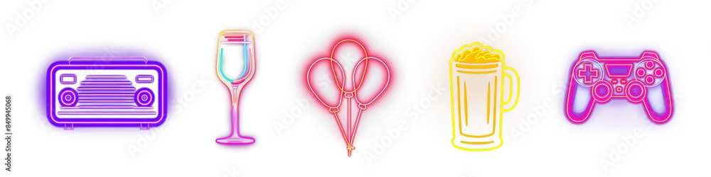 Party neon sign png element set on transparent background Party neon sign png element set on transparent background