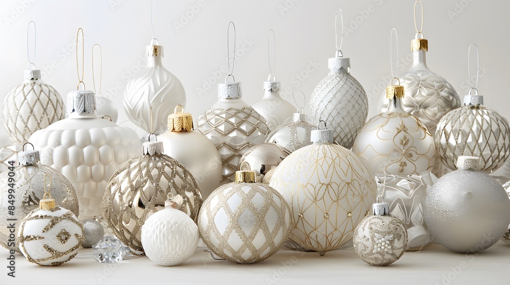 Christmas white background with christmas balls and decoration - 3d rendering. Christmas white background with christmas balls and decoration - 3d rendering.