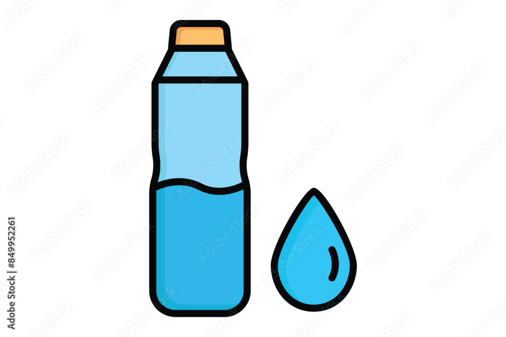 Water bottle icon. bottle with water drop. icon related to hydration. colored outline icon style. hydration elements vector illustration Water bottle icon. bottle with water drop. icon related to hydration. colored outline icon style. hydration elements vector illustration