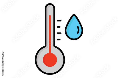 Hot water icon. temperature with water drop. icon related to Heating. colored outline icon style. water elements vector illustration