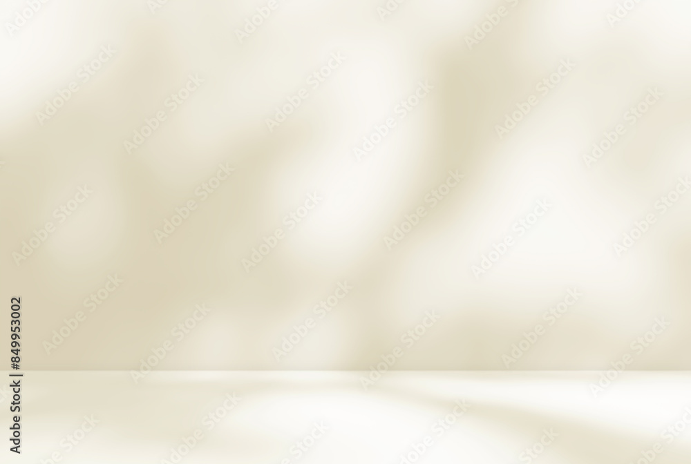 Empty cream beige room studio with shadow of leaves for product presentation. Autumn background. Summer tropical backdrop. Cosmetic showroom. Empty cream beige room studio with shadow of leaves for product presentation. Autumn background. Summer tropical backdrop. Cosmetic showroom.