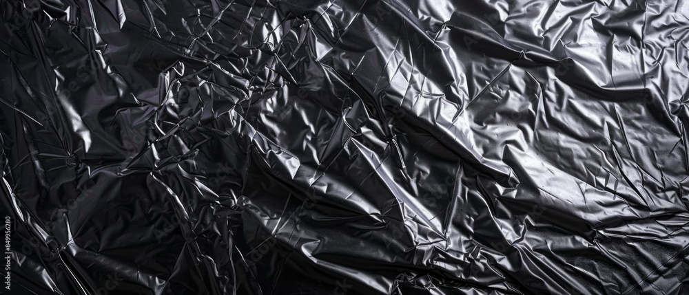 Wrinkled plastic wrap texture on a black background Wrinkled plastic wrap texture on a black background
