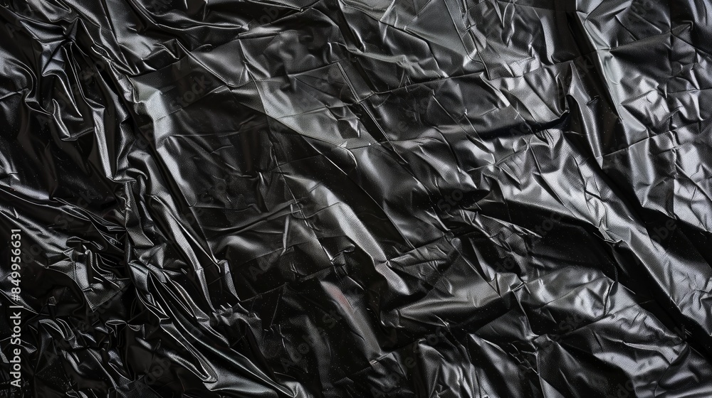 Wrinkled plastic wrap texture on a black background Wrinkled plastic wrap texture on a black background