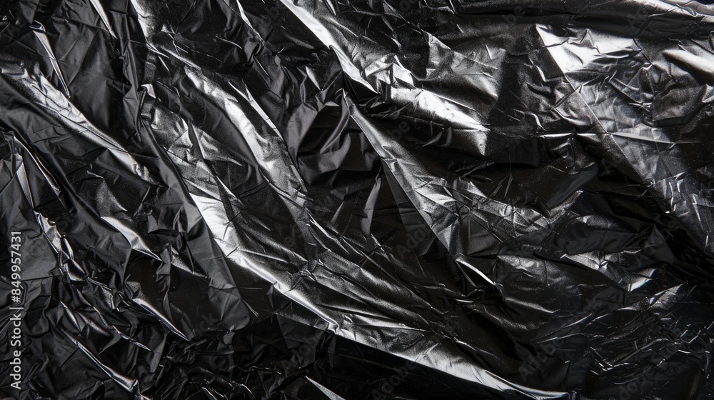 Wrinkled plastic wrap texture on a black background Wrinkled plastic wrap texture on a black background