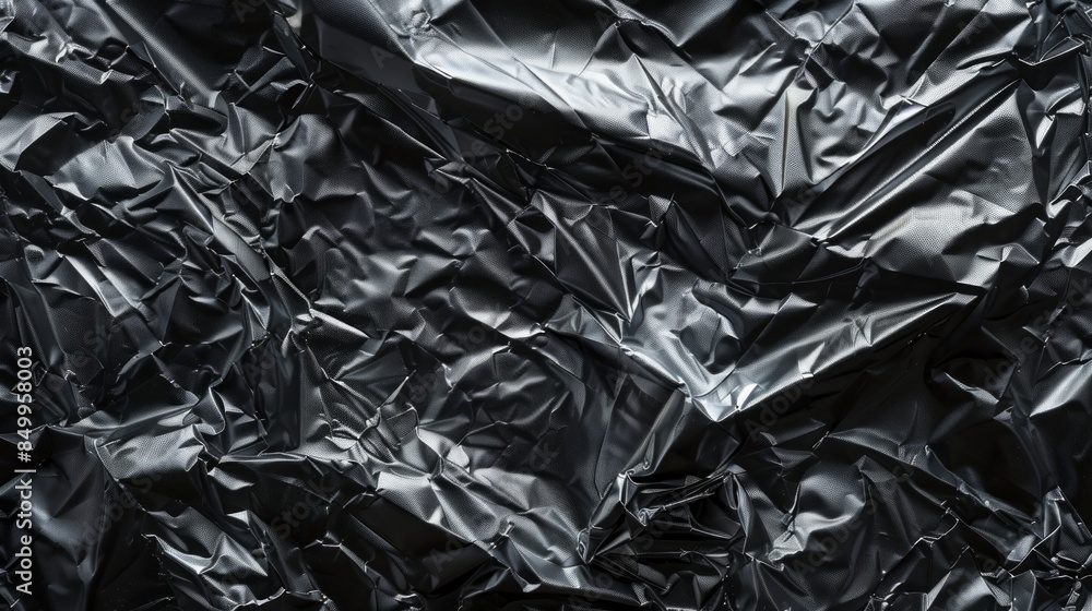 Wrinkled plastic wrap texture on a black background Wrinkled plastic wrap texture on a black background