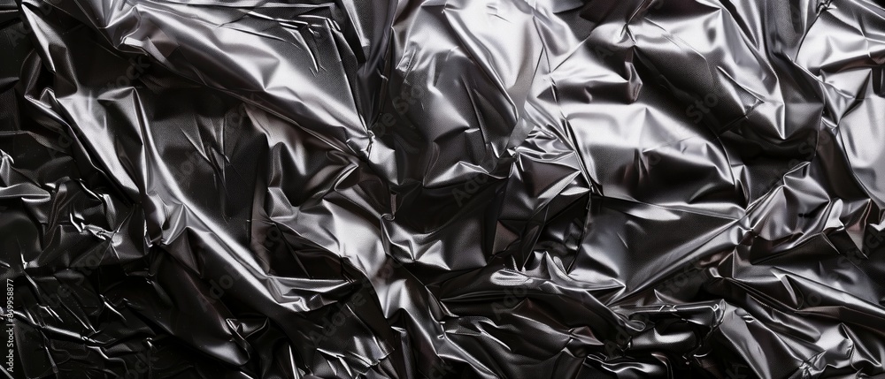 Wrinkled plastic wrap texture on a black background Wrinkled plastic wrap texture on a black background