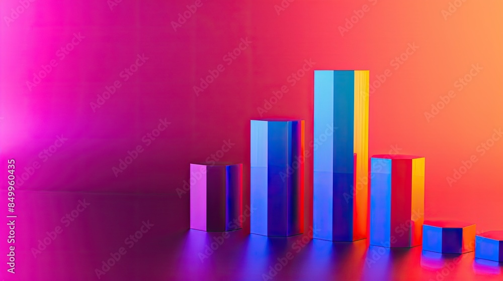 Elegant bar chart with smooth transitions and vibrant colors illustrating sales growth on desktop Elegant bar chart with smooth transitions and vibrant colors illustrating sales growth on desktop