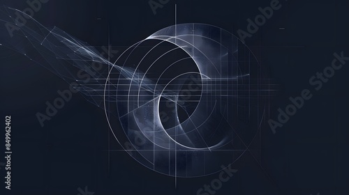 Fototapeta Naklejka Na Ścianę i Meble -  A black and white image of a spiral with a white circle in the middle