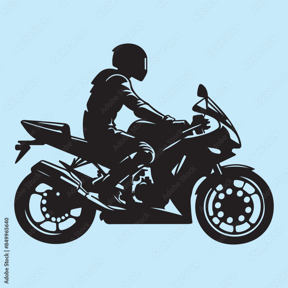 Fototapeta premium motorcycle rider silhouette vector art in solid background