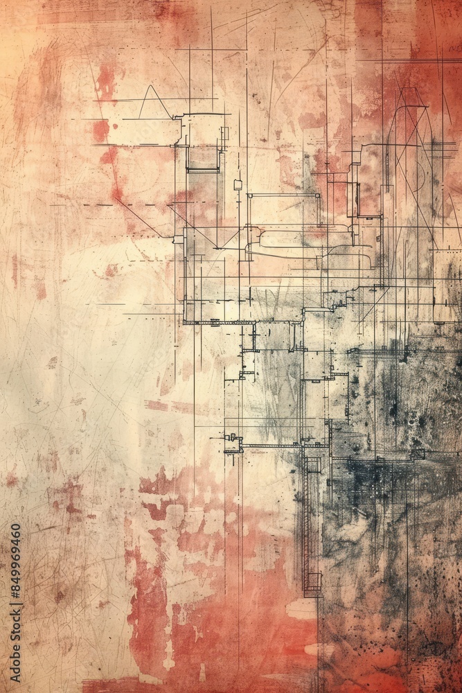 A house is being built with a wooden frame. The house is on top of a piece of paper with a drawing of the house A house is being built with a wooden frame. The house is on top of a piece of paper with a drawing of the house