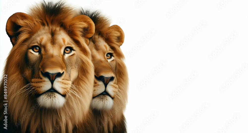 Mufasa Lion from its Front Isolated on White Background Generative AI Mufasa Lion from its Front Isolated on White Background Generative AI
