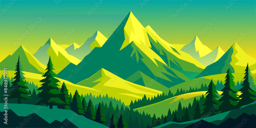 Fototapeta premium The colorful peaks of the stunning mountain range stand out against the backdrop of the sky.