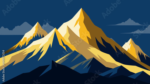 The colorful peaks of the stunning mountain range stand out against the backdrop of the sky.