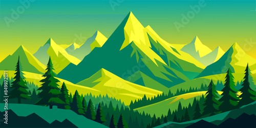 The colorful peaks of the stunning mountain range stand out against the backdrop of the sky.