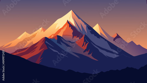 Majestic mountain range against a sky with colorful peaks. sky backdrop for a stunning mountain range with hues.