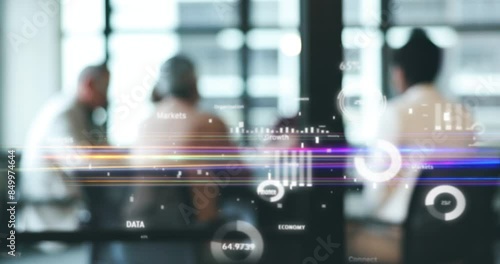 Wallpaper Mural Digital graphic, overlay and stock data for programmer meeting with cybersecurity for future. Online chart, ux research and information technology dashboard for a employee coding with web analytics Torontodigital.ca