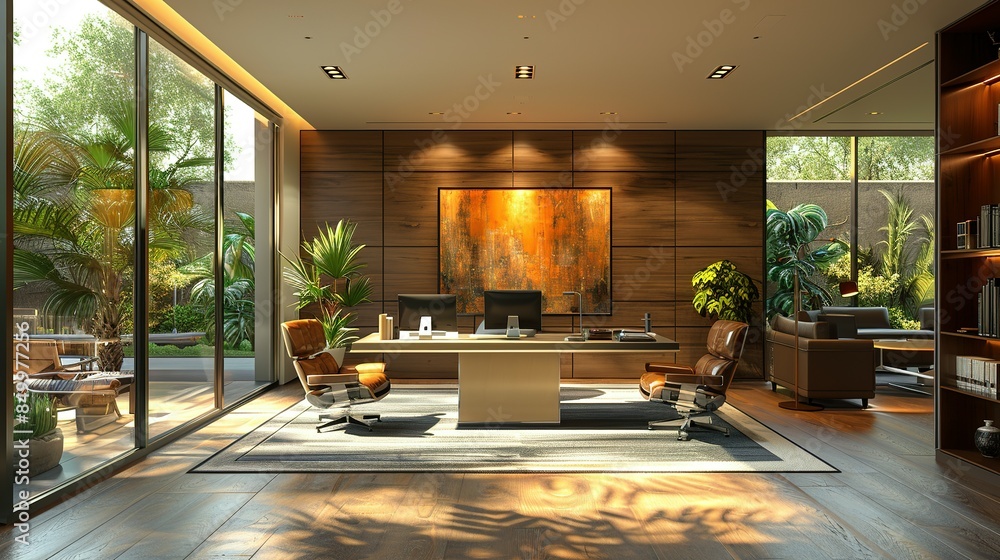 Fototapeta premium Revolutionary Ambiance: Stylish Workplace Interiors