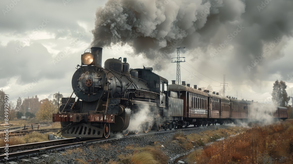 Historic Steam Train Exploring Rural Scenery Historic Steam Train Exploring Rural Scenery