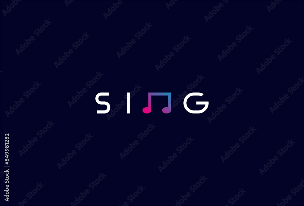 Sing Logo, letter N and musical icon combination in text Sing typography logo, vector illustration Sing Logo, letter N and musical icon combination in text Sing typography logo, vector illustration