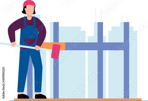 A painter is painting a building.