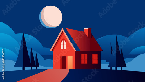 A house basks in the ethereal beauty of a star-filled sky, painting a mesmerizing evening scene that is truly picturesque.