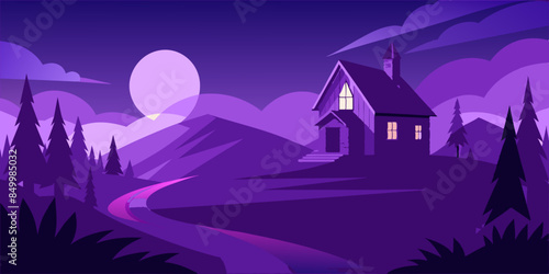 A house basks in the ethereal beauty of a star-filled sky, painting a mesmerizing evening scene that is truly picturesque.