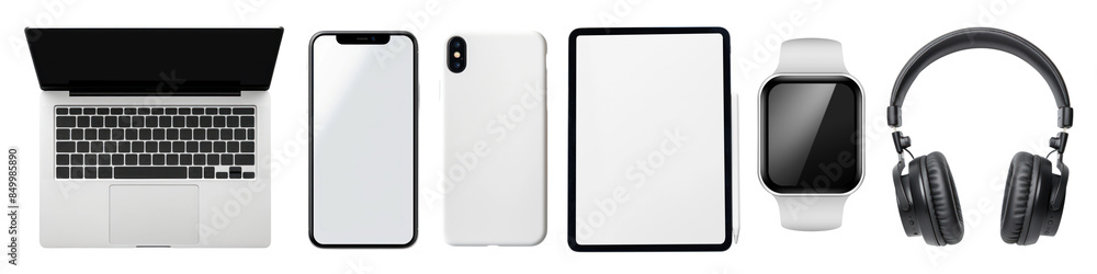 Flatlay digital devices png cut out element set Flatlay digital devices png cut out element set