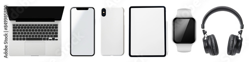 Flatlay digital devices png cut out element set