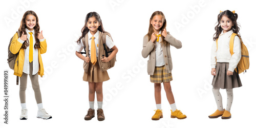 PNG child in school uniform  cut out element set