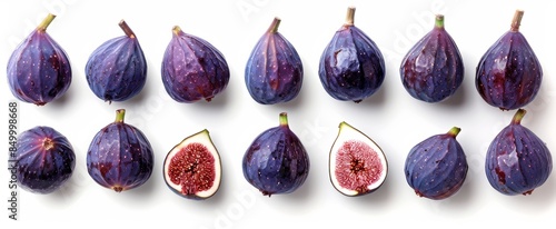 fig fruit organized in rows and top view