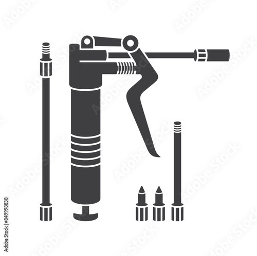 grease gun equipment, grease pump tool, vector art.