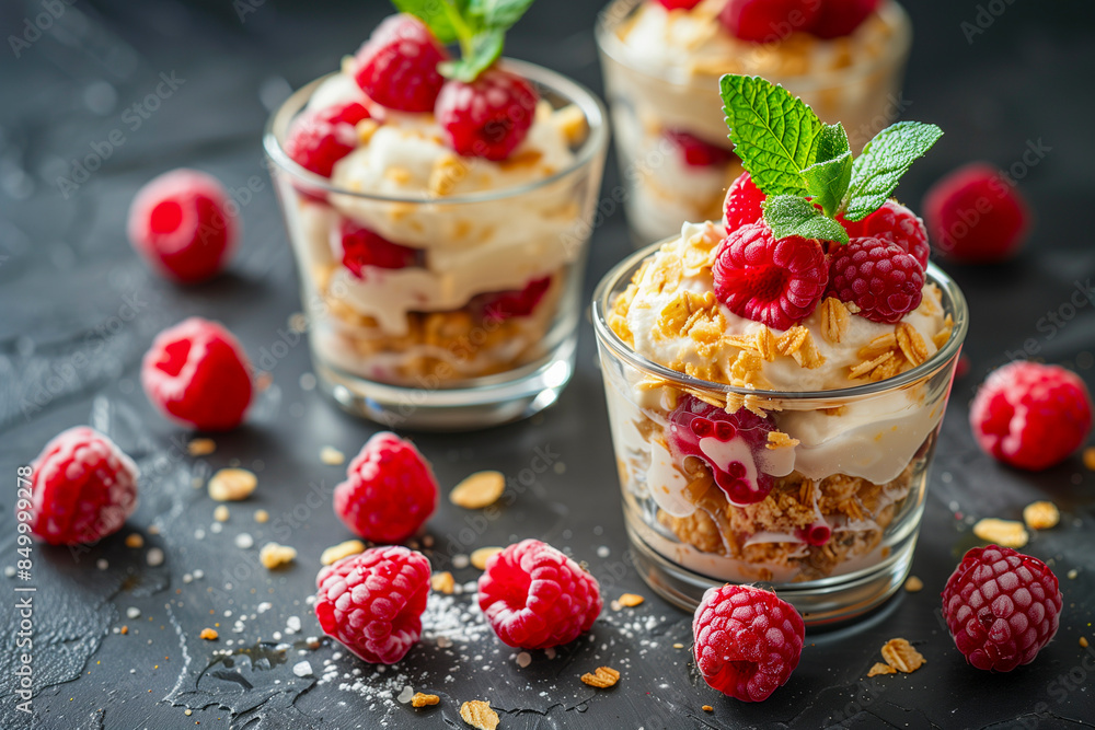 Scottish Cranachan with raspberries and cream Scottish Cranachan with raspberries and cream
