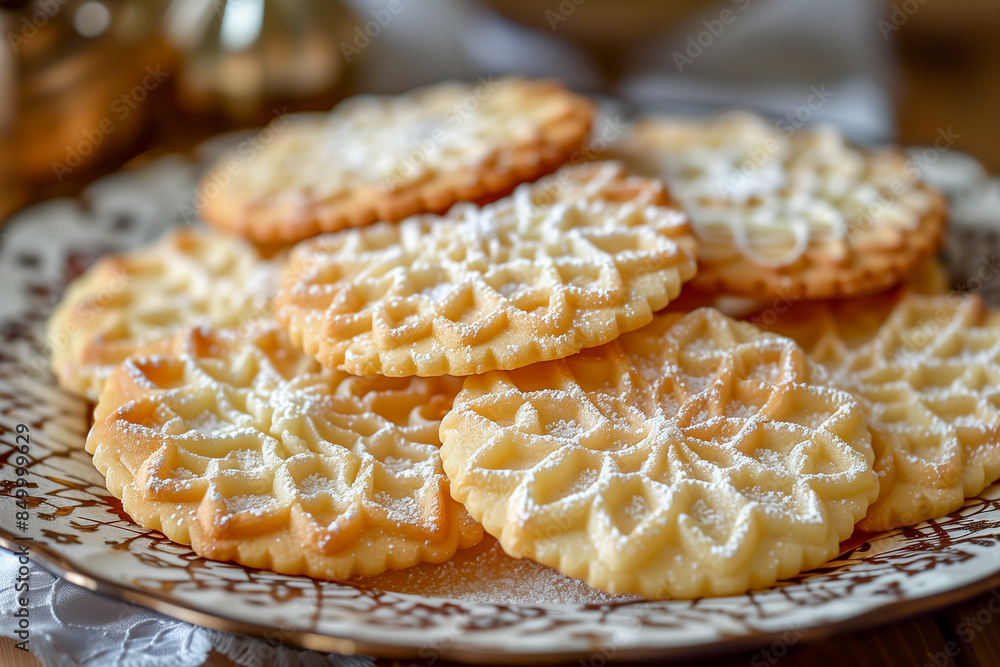 Italian Pizzelle Cookies with intricate designs Italian Pizzelle Cookies with intricate designs