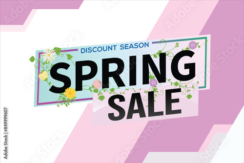 spring sale word text concept icon logo sign symbol vector note mega shopping style for use landing page, template, social media, web, mobile app, poster, banner, flyer, background, gift card, coupon	