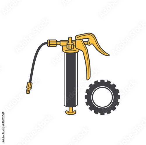 grease gun equipment, grease pump tool, vector art.