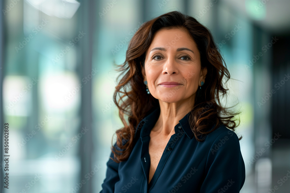 Fototapeta premium Portrait of a Mature Latina Businesswoman Over Natural Background