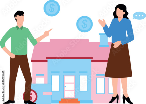 A boy and a girl are talking about finance.