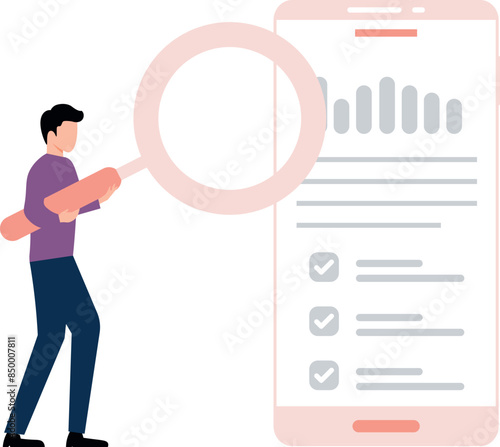 Boy is searching a graph on mobile.