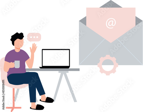 The boy is telling about the marketing email.