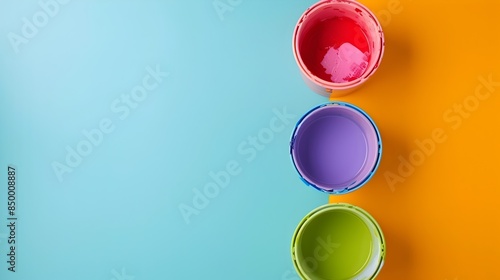 Colorful Paint Buckets with Copy Space for Adding Text or Design