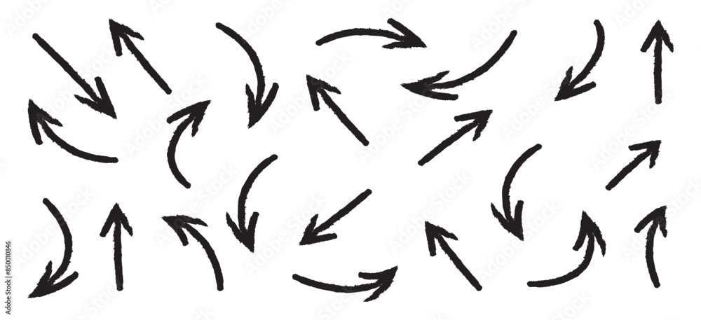 Collection of vector arrows. The drawn object of the brush. Arrows on a white background .Abstract hand-painted brush and stroke arrows in eps 10. Collection of vector arrows. The drawn object of the brush. Arrows on a white background .Abstract hand-painted brush and stroke arrows in eps 10.