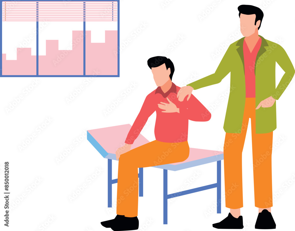 The doctor is checking the patient. The doctor is checking the patient.