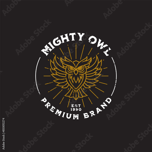 rustic vintage mighty owl logo