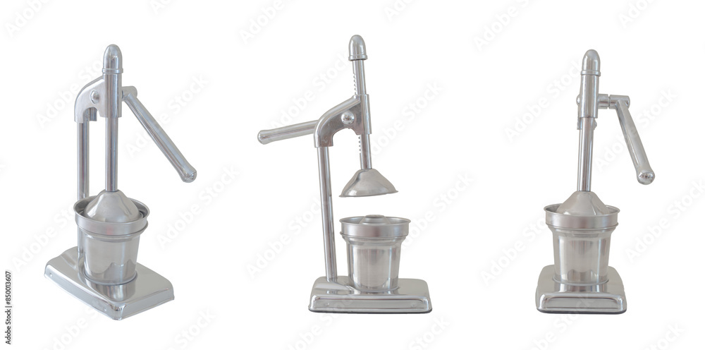 Stainless steel orange fruit squeezer for making orange juice. The images from different angles. Stainless steel orange fruit squeezer for making orange juice. The images from different angles.