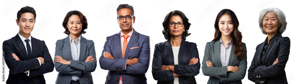 PNG diverse confident business people cut out element set PNG diverse confident business people cut out element set