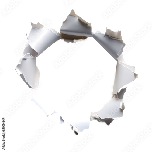 ragged hole torn in ripped paper transparent background photo