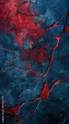Vibrant Azure World - Artistic Paint Splatters on Natural Twig Surface. Geological Phenomenon Concept photo