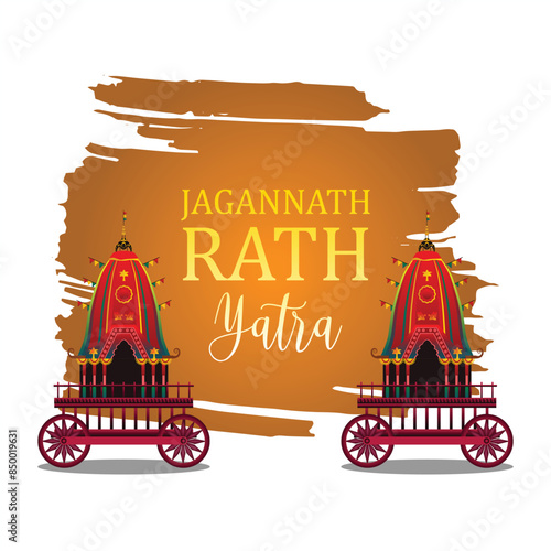 vector illustration of Rath Yatra Chariot Festival of Hindu God Lord Jagannath celebrated in Odisha India. Lord Jagannath, Balabhadra Subhadra. background, template, holidays, banner, poster events.